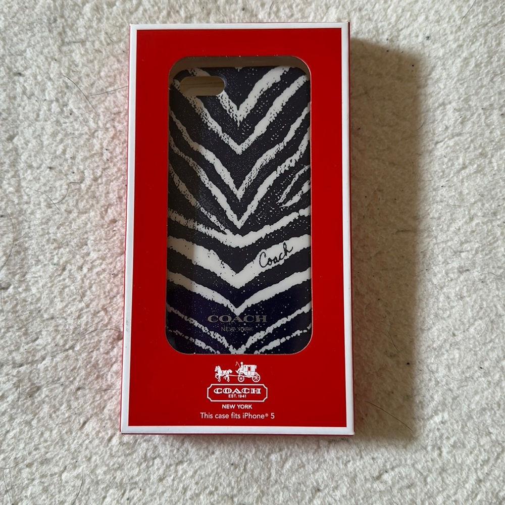 NIB | Coach | Apple iPhone 5 Navy and White Zebra Hard Phone Case